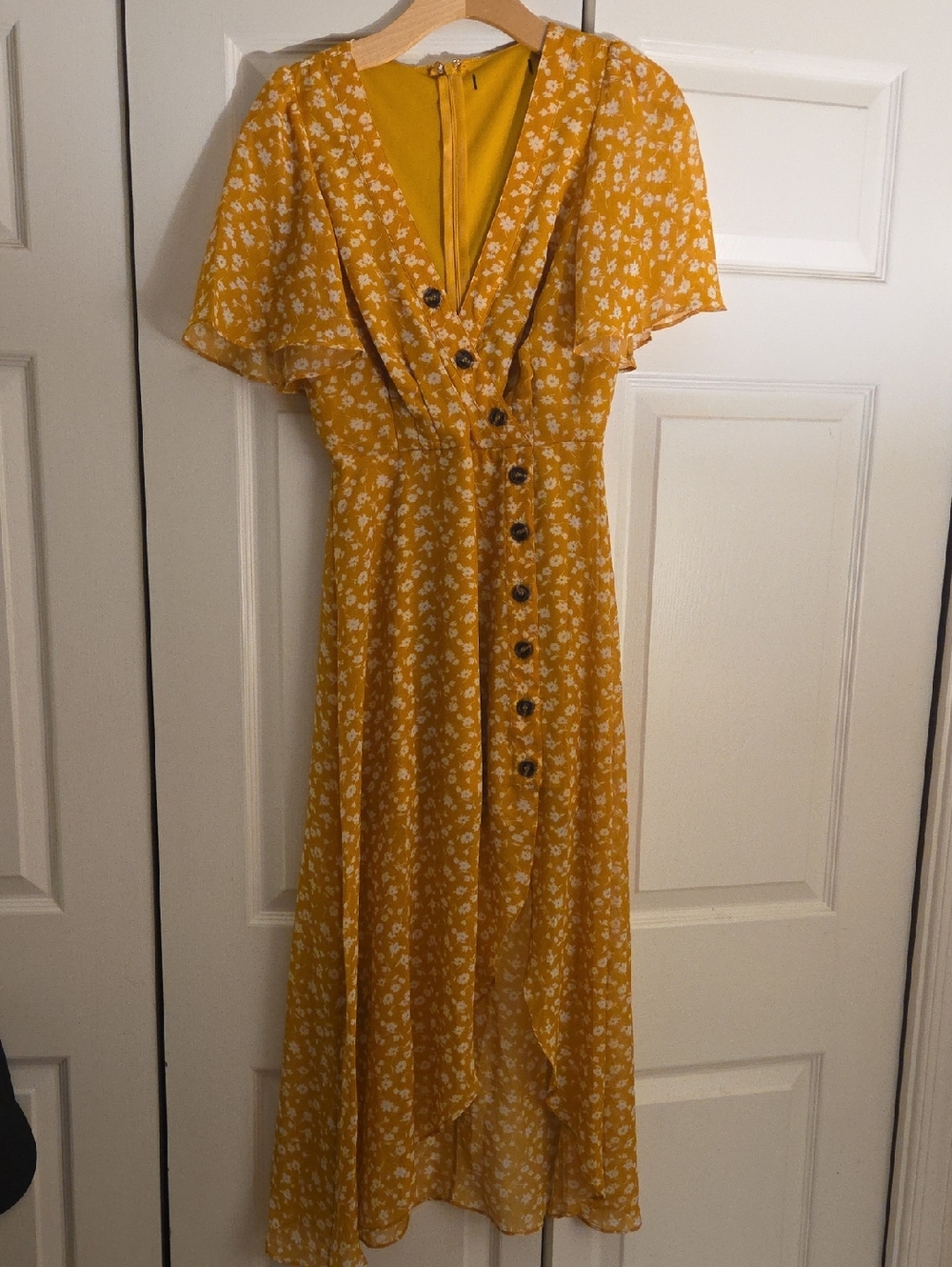 Lulu's Yellow Floral Button-Front Maxi Dress